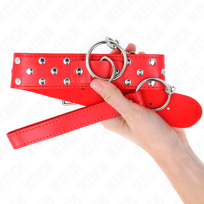 Collana con cinturino ad anello Rivetto con cintura 65 cm rosso regolabile 36-50 cm x 3,8 cm di Kink, immagine 3