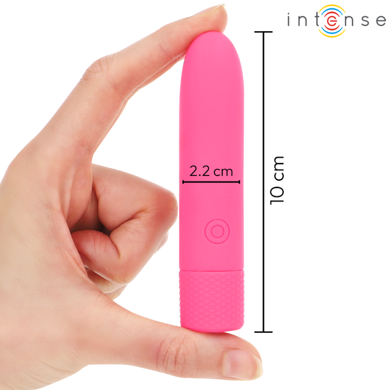 Symone USB ricaricabile vibrante bullet 8 vibrazioni rosa 10 x 2,2 cm di Intense, immagine 4