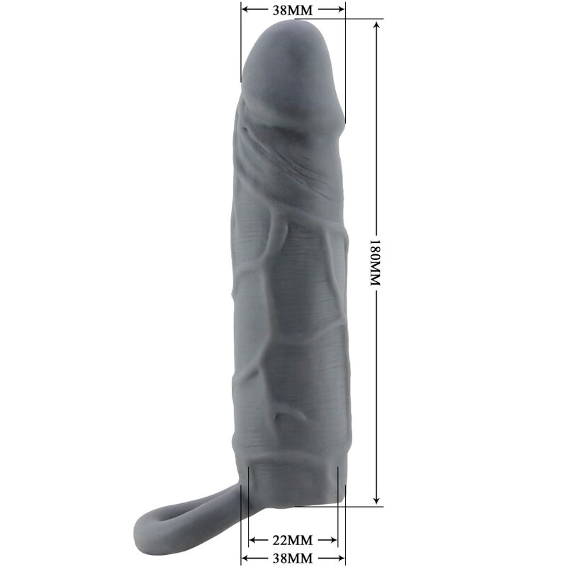 Pompa per pene realistic skin pene sleeve grigio scuro di Pretty Love, immagine 5