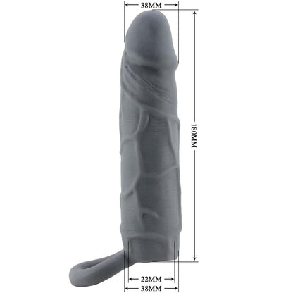 Pompa per pene realistic skin pene sleeve grigio scuro di Pretty Love, immagine 5