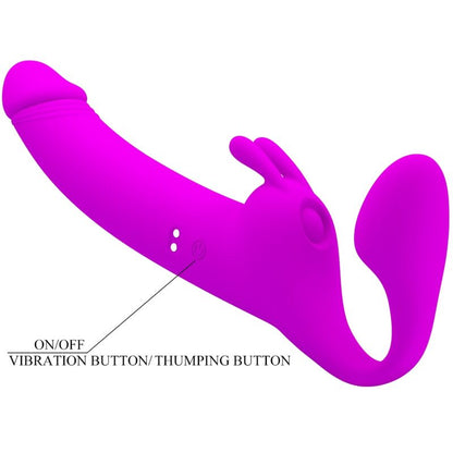 Strapless Zanini Strap-on 10 vibrazioni viola di Pretty Love, immagine 6