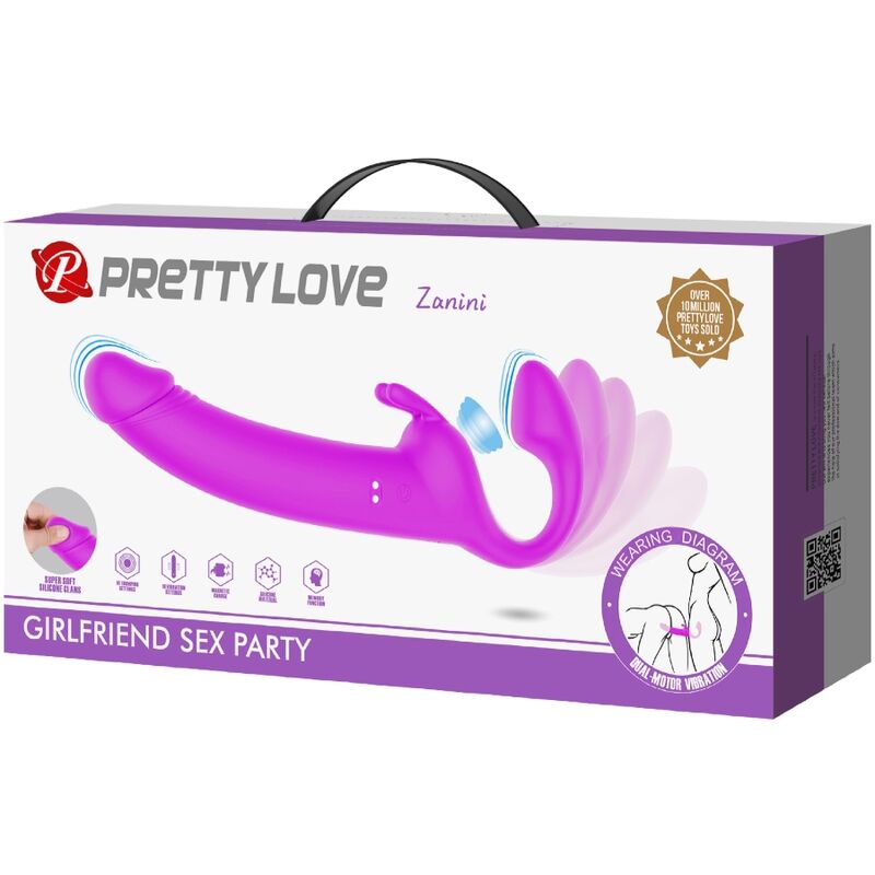 Strapless Zanini Strap-on 10 vibrazioni viola di Pretty Love, immagine 9