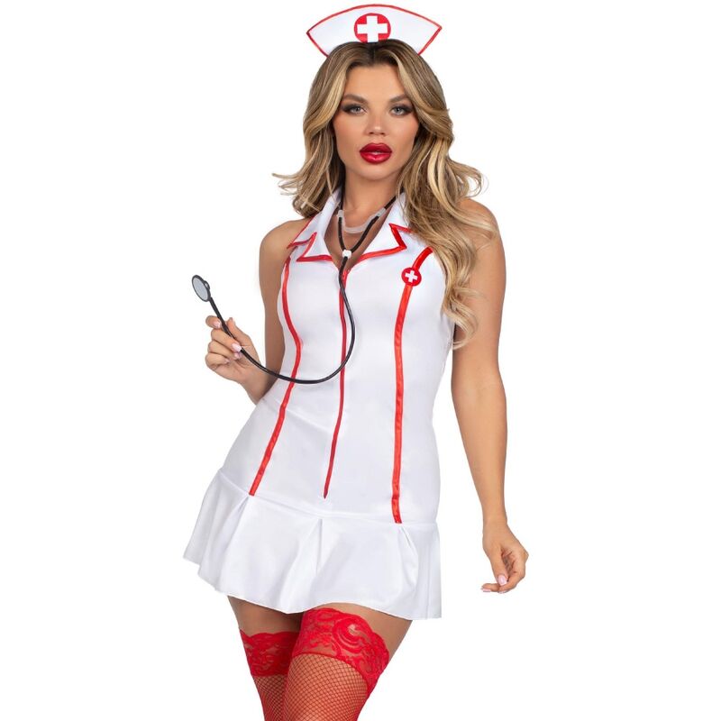 Costume da capo infermiera bianco S/M di Leg Avenue