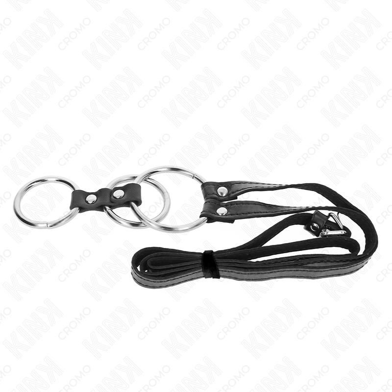 Anello per pene in metallo triplo da 3,8 cm a 5 cm con cintura in pelle 112 cm di Kink, immagine 5