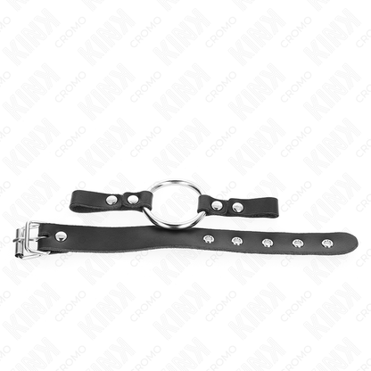 KINK - ANELLO PER PENE IN PELLE CON CHIUSURA A FIBBIA 22 X 2 CM CON ANELLO IN METALLO 4 CM
