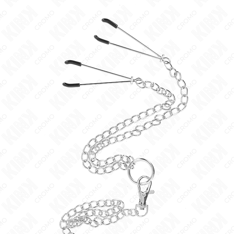 Anello per pene in metallo cromato triplo da 3,8 cm a 5 cm, catena in metallo da 26 cm e morsetti, immagine 4