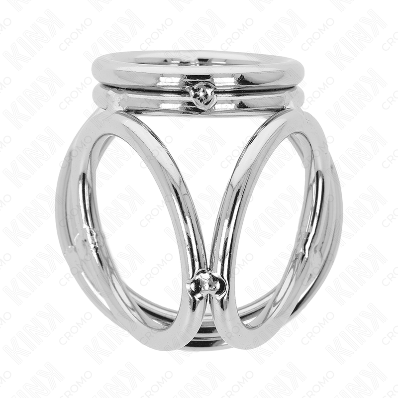 Anello per pene in metallo cromato triplo da 3,8 cm a 5 cm modello 1 di Kink, immagine 4