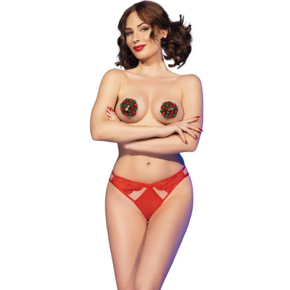 Set natale copri capezzoli e slip rosso L/XL di Chilirose