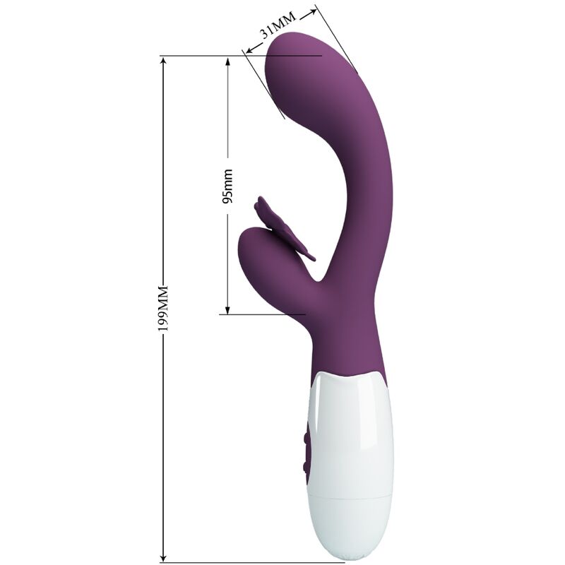 Vibratore rabbit Butterfly kiss e stimolatore punto g viola di Pretty Love, immagine 3