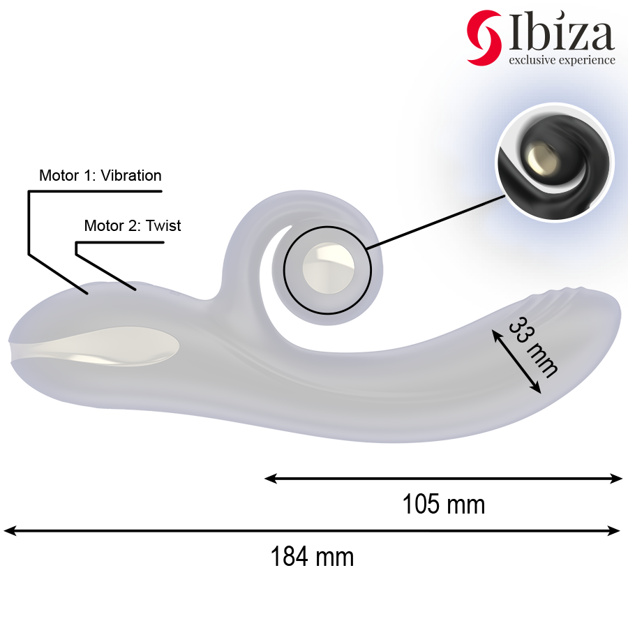 Vibratore Twister con stimolatore curva e Vibro-rotazione di Ibiza, immagine 5