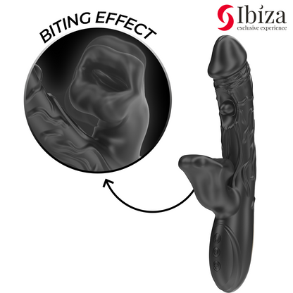Vibratore e stimolatore clitorideo con effetto morso e rotazione di Ibiza, immagine 4