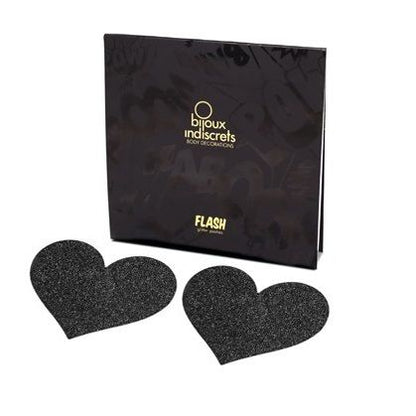 Pinze per capezzoli flash nero tagli cuore di Bijoux Indiscrets