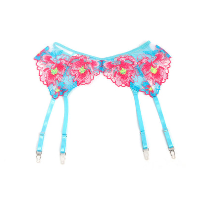 SUBBLIME - 957650 SET REGGISENO E CINTURA RICAMO FIORI ROSA L/XL