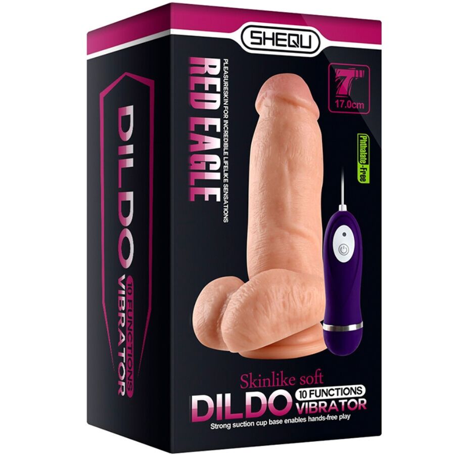 Dildo vibratore Aquila rossa con telecomando 17 cm di Shequ, immagine 7