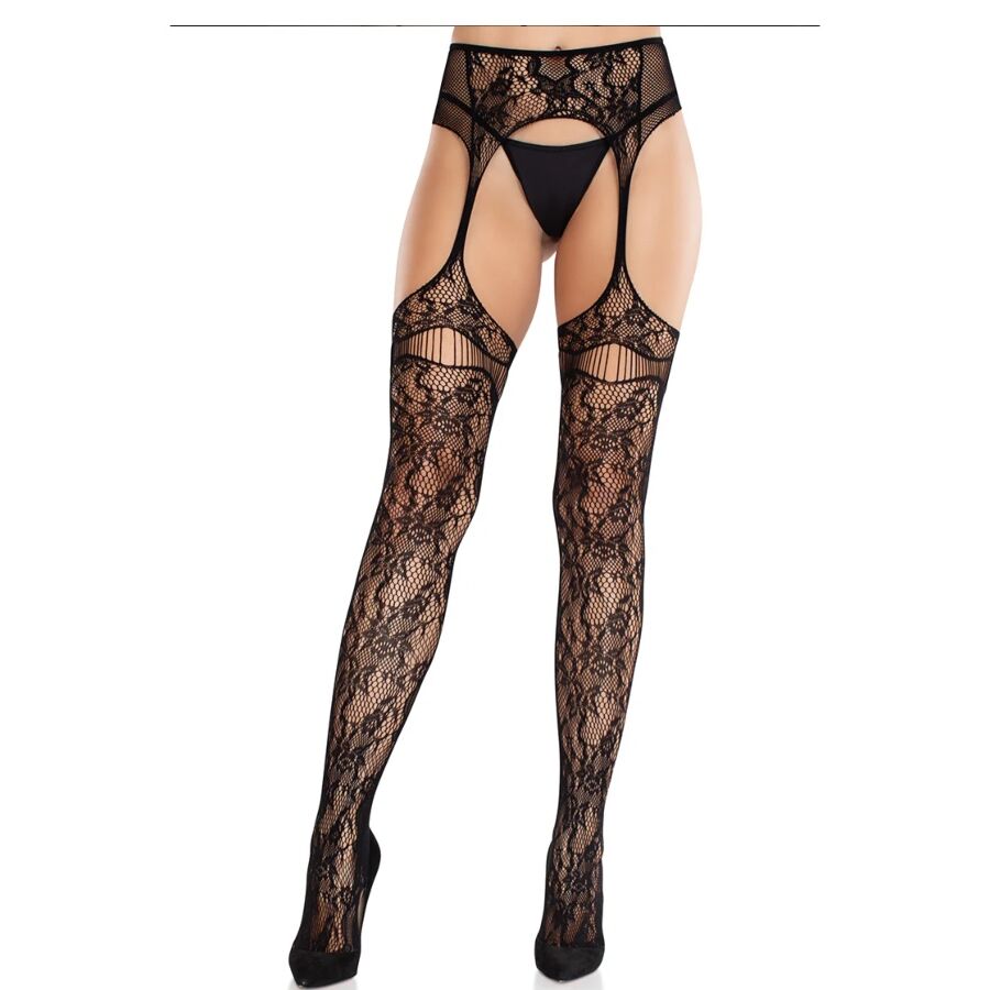 Calze in pizzo con giarrettiere nere di Leg Avenue