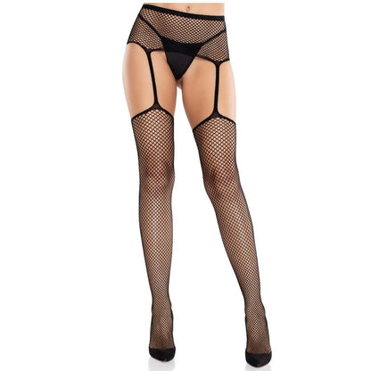 Calze in pizzo con croce e cintura reggicalze nere di Leg Avenue