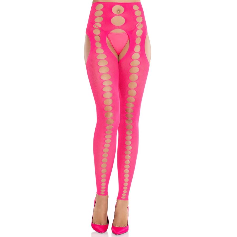 Calze coprenti senza spalline e senza cuciture rosa neon di Leg Avenue