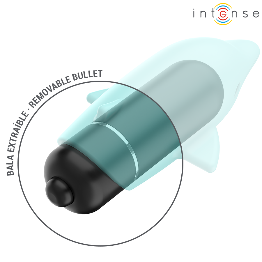 Bullet Echo vibrante delfino blu 8 x 4,7 cm di Intense, immagine 5