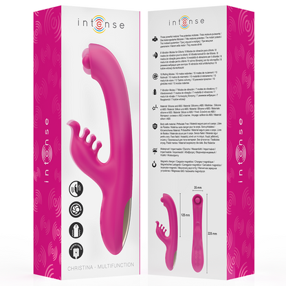 Vibratore Christina multifunzione rabbit 22,5 cm rosa di Intense, immagine 7