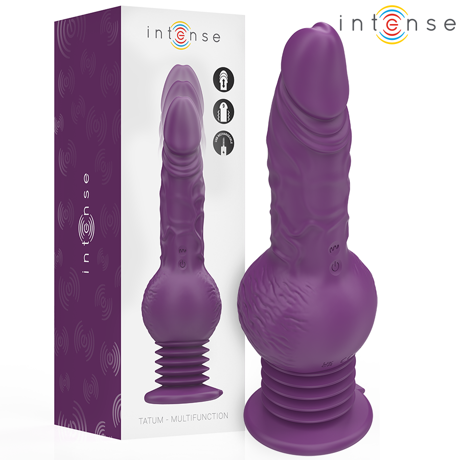 Vibratore multifunzione Tatum con vibrazione su e giù 24 cm viola di Intense