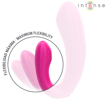 Stimolatore Janet dual e vibratore a forma di u con telecomando rosa di Intense, immagine 5
