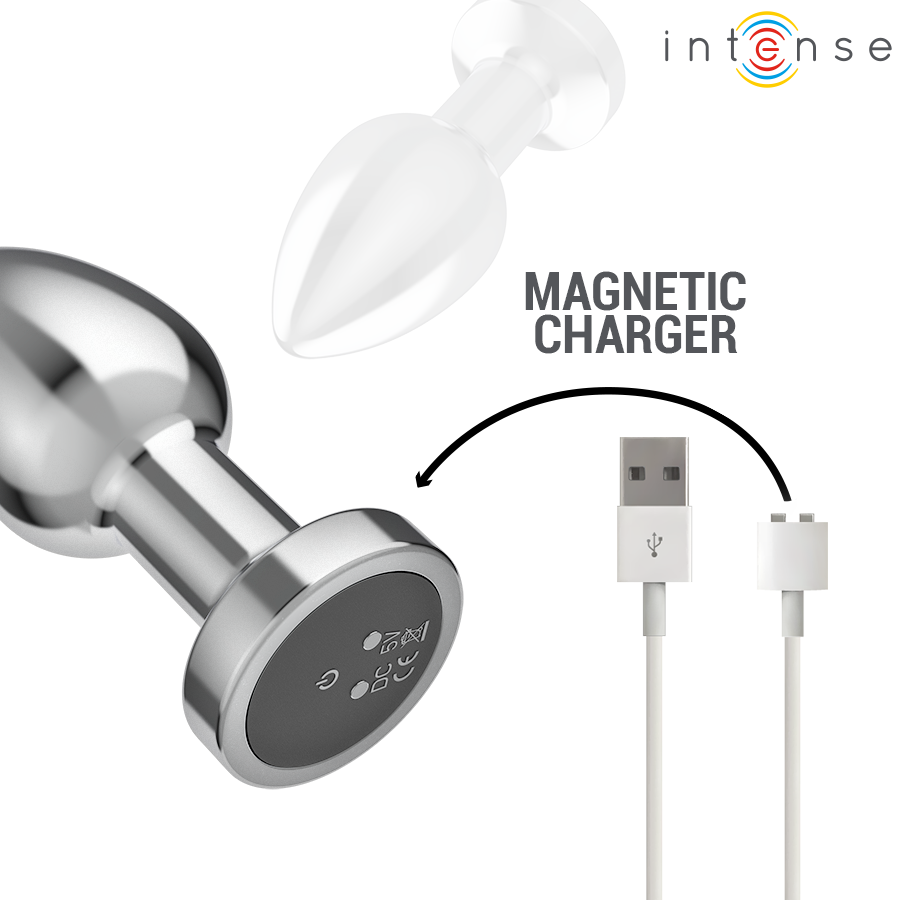 Plug anale 10 vibrazioni metallo con telecomando M di Intense, immagine 5