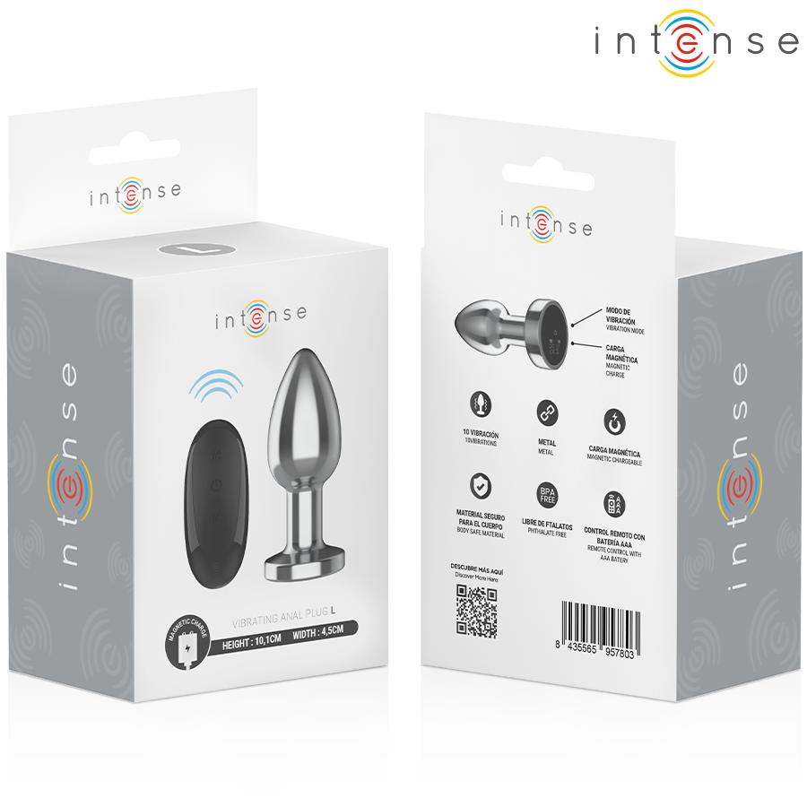 Plug anale 10 vibrazioni metallo con telecomando L di Intense, immagine 7