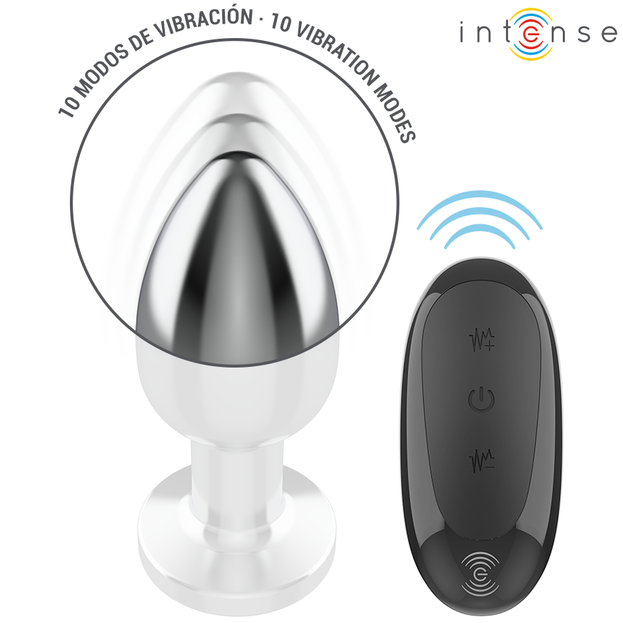 Plug anale 10 vibrazioni metallo con telecomando L di Intense, immagine 3