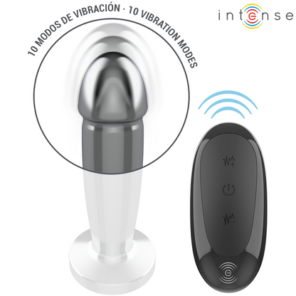 Plug Anal 10 vibrazioni dildo metallo con telecomando S di Intense, immagine 3