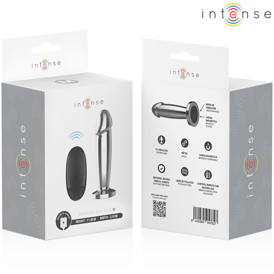Plug Anal 10 vibrazioni dildo metallo con telecomando M di Intense, immagine 7