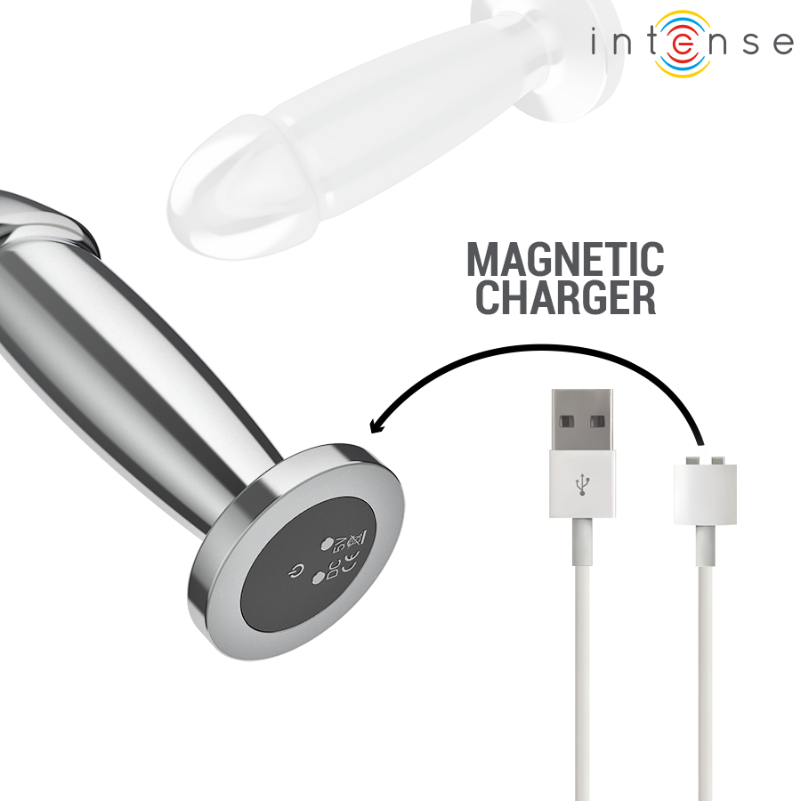 Plug Anal 10 vibrazioni dildo metallo con telecomando M di Intense, immagine 6