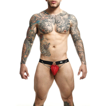 Jockstrap Dngeon rosso con catene taglia unica di MOB