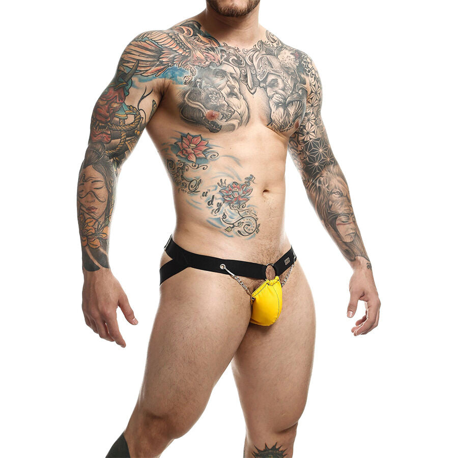 Jockstrap Dngeon giallo con catene taglia unica di MOB, immagine 3