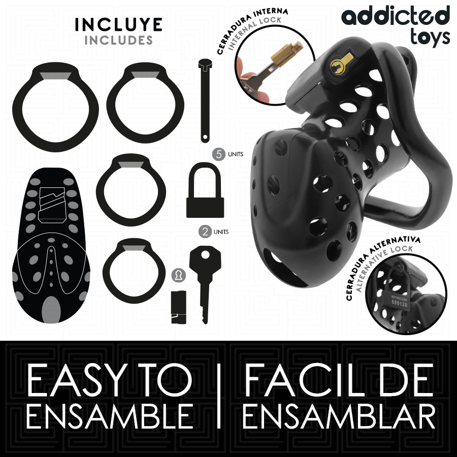 Gabbia per pene cava con catena 10,5 cm di Addicted Toys Locked, immagine 4