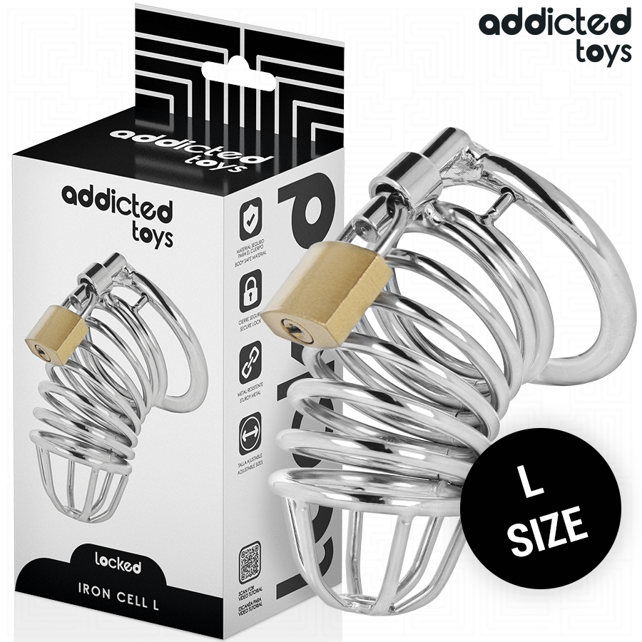 Gabbia per pene in metallo con cellule di ferro 5 cm taglia L di Addicted Toys Locked