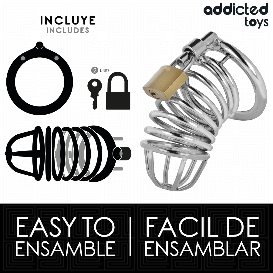 Gabbia per pene in metallo con cellule di ferro 5 cm taglia L di Addicted Toys Locked, immagine 4