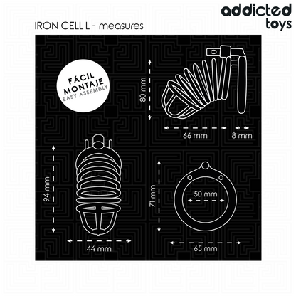 Gabbia per pene in metallo con cellule di ferro 5 cm taglia L di Addicted Toys Locked, immagine 5