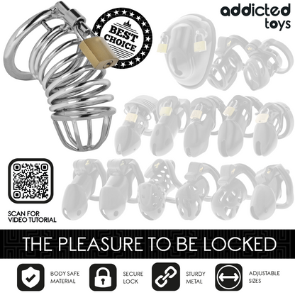 Gabbia per pene in metallo con cellule di ferro 5 cm taglia L di Addicted Toys Locked, immagine 7