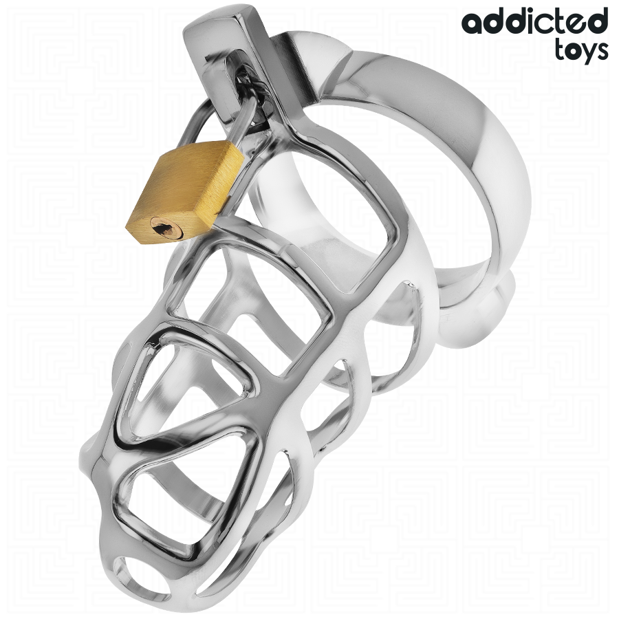 Gabbia per pene in metallo con bloccaggio argento taglia S di Addicted Toys Locked, immagine 2
