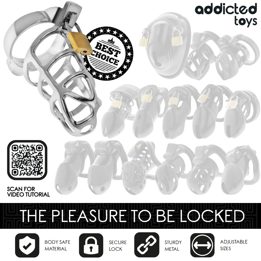 Gabbia per pene in metallo con bloccaggio argento taglia S di Addicted Toys Locked, immagine 7