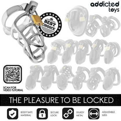 Gabbia per pene in metallo con bloccaggio argento taglia S di Addicted Toys Locked, immagine 7