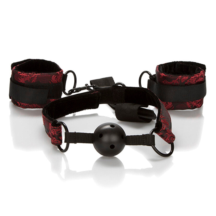 Scandal ball gag traspirante con manette di Calexotics