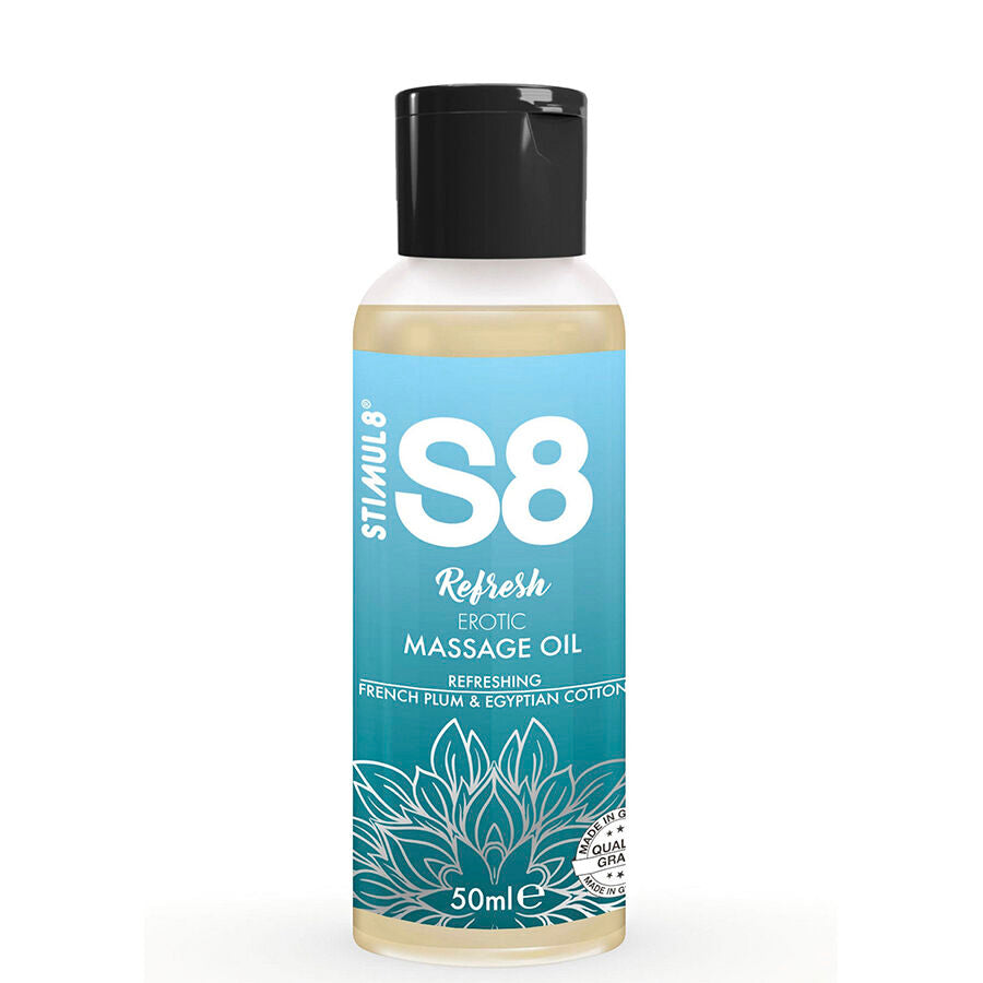 Olio da massaggio S8 refresh erotico in cotone 50 ml di Stimul8