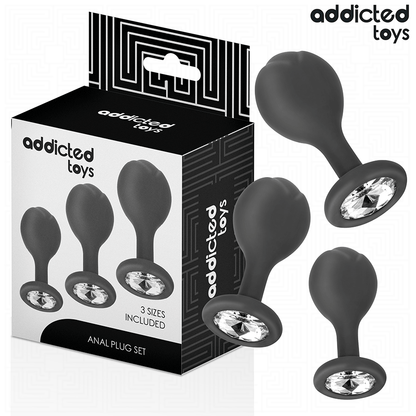 Set di 3 tappi anali con gioiello di Addicted Toys