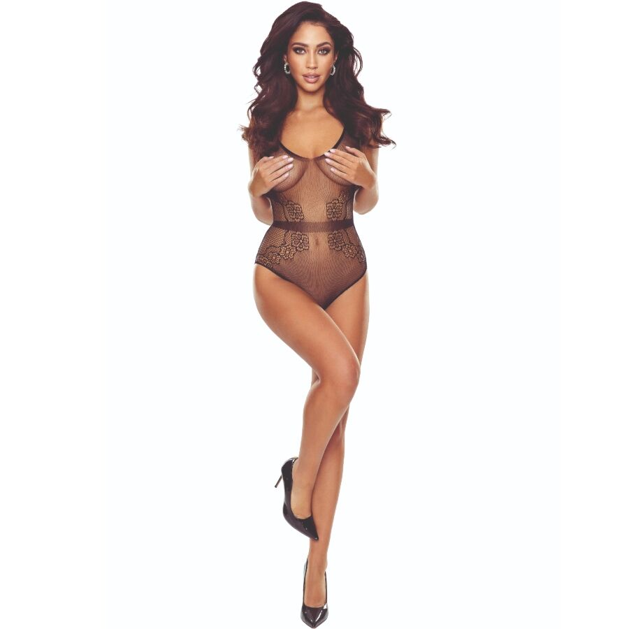 Bodystocking a griglia nera di Passion