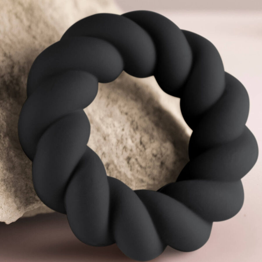 Anello masturbatore twist in silicone nero di Rocks-Off, immagine 5