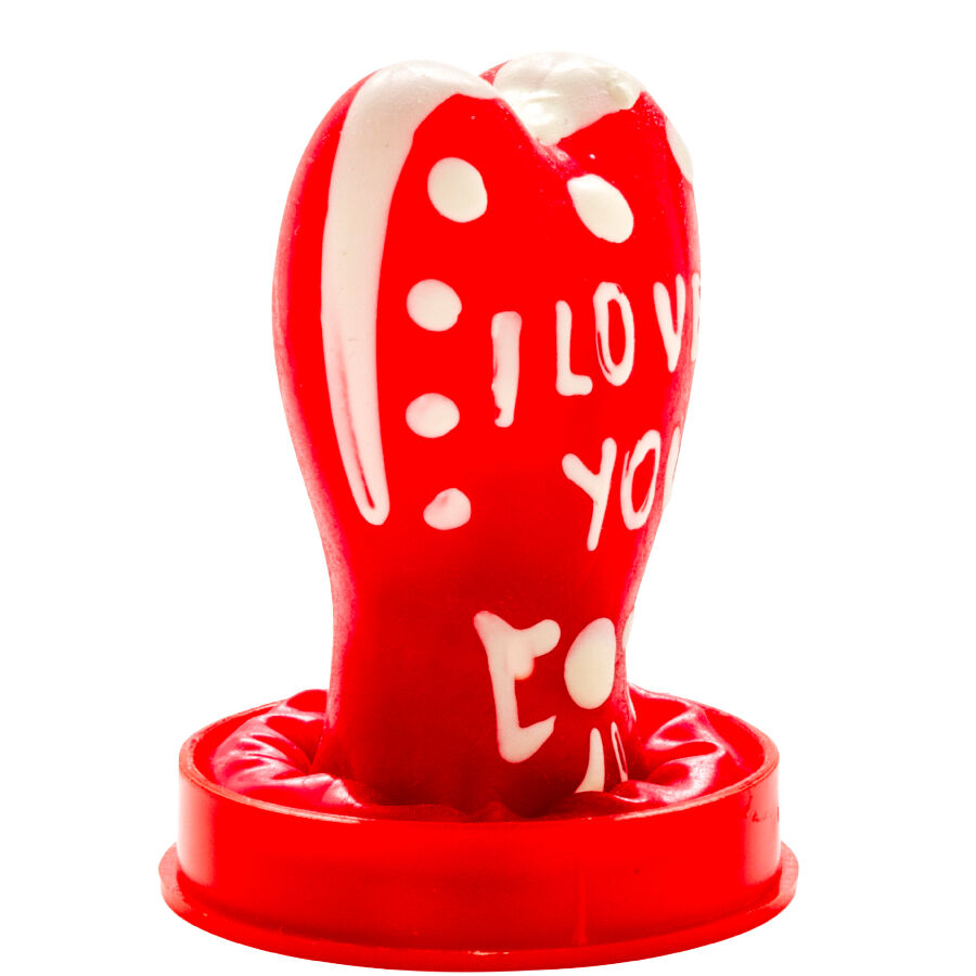 Preservativi dipinti a mano cuore - modello i love you 1 di Condomerie, immagine 4