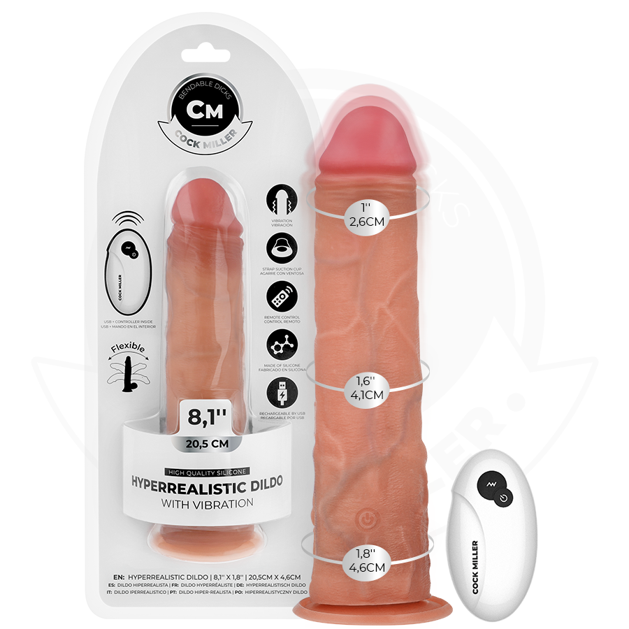 Dildo realistico con ventosa e telecomando vibrazione 20,5 cm