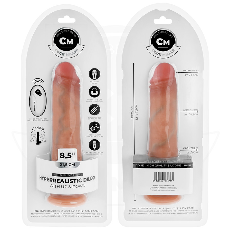 Dildo iperrealistico con ventosa e spinta con telecomando 21,5 cm, immagine 7