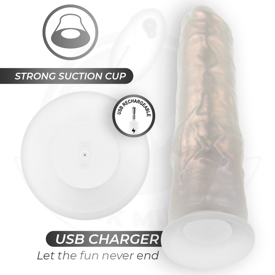 Dildo con ventosa, luci e vibrazione con telecomando bianco 21,5 cm, immagine 6